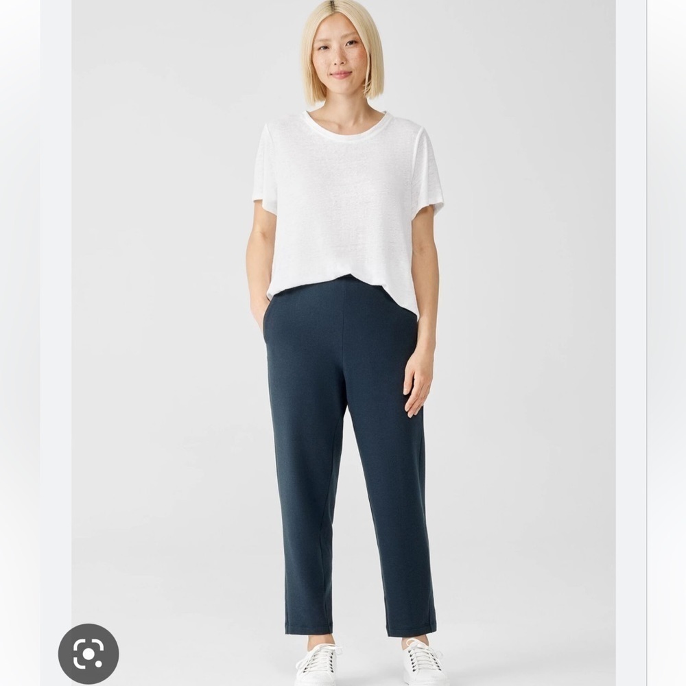 EILEEN FISHER Cozy Brushed Terry Slouchy Loungewear Lagenlook Pants in Green